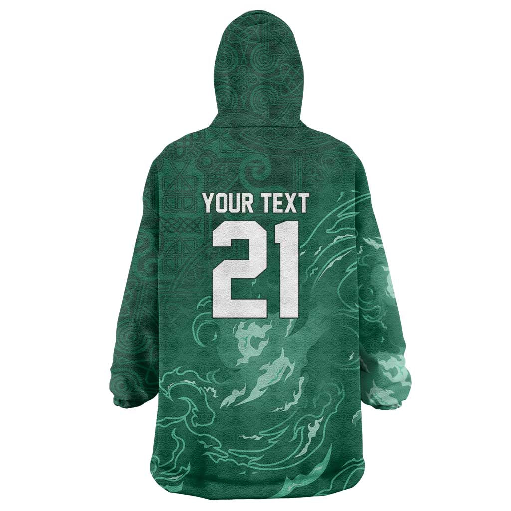 Custom Ireland Rugby Pride Wearable Blanket Hoodie Celtic Shamrock Flame Fire Style