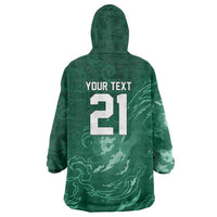 Custom Ireland Rugby Pride Wearable Blanket Hoodie Celtic Shamrock Flame Fire Style