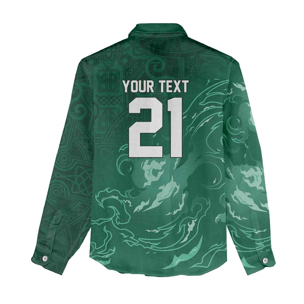 Custom Ireland Rugby Pride Women Casual Shirt Celtic Shamrock Flame Fire Style