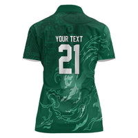 Custom Ireland Rugby Pride Women Polo Shirt Celtic Shamrock Flame Fire Style