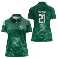 Custom Ireland Rugby Pride Women Polo Shirt Celtic Shamrock Flame Fire Style
