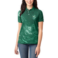 Custom Ireland Rugby Pride Women Polo Shirt Celtic Shamrock Flame Fire Style