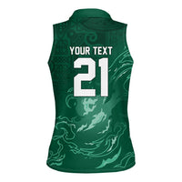Custom Ireland Rugby Pride Women Sleeveless Polo Shirt Celtic Shamrock Flame Fire Style