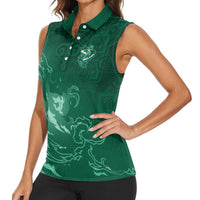 Custom Ireland Rugby Pride Women Sleeveless Polo Shirt Celtic Shamrock Flame Fire Style
