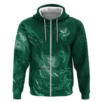 Custom Ireland Rugby Pride Zip Hoodie Celtic Shamrock Flame Fire Style