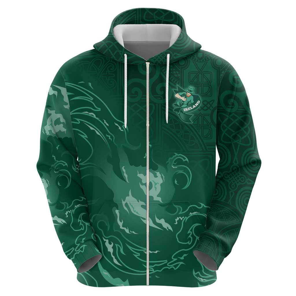 Custom Ireland Rugby Pride Zip Hoodie Celtic Shamrock Flame Fire Style