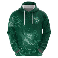 Custom Ireland Rugby Pride Zip Hoodie Celtic Shamrock Flame Fire Style