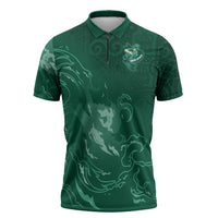 Custom Ireland Rugby Pride Zipper Polo Shirt Celtic Shamrock Flame Fire Style