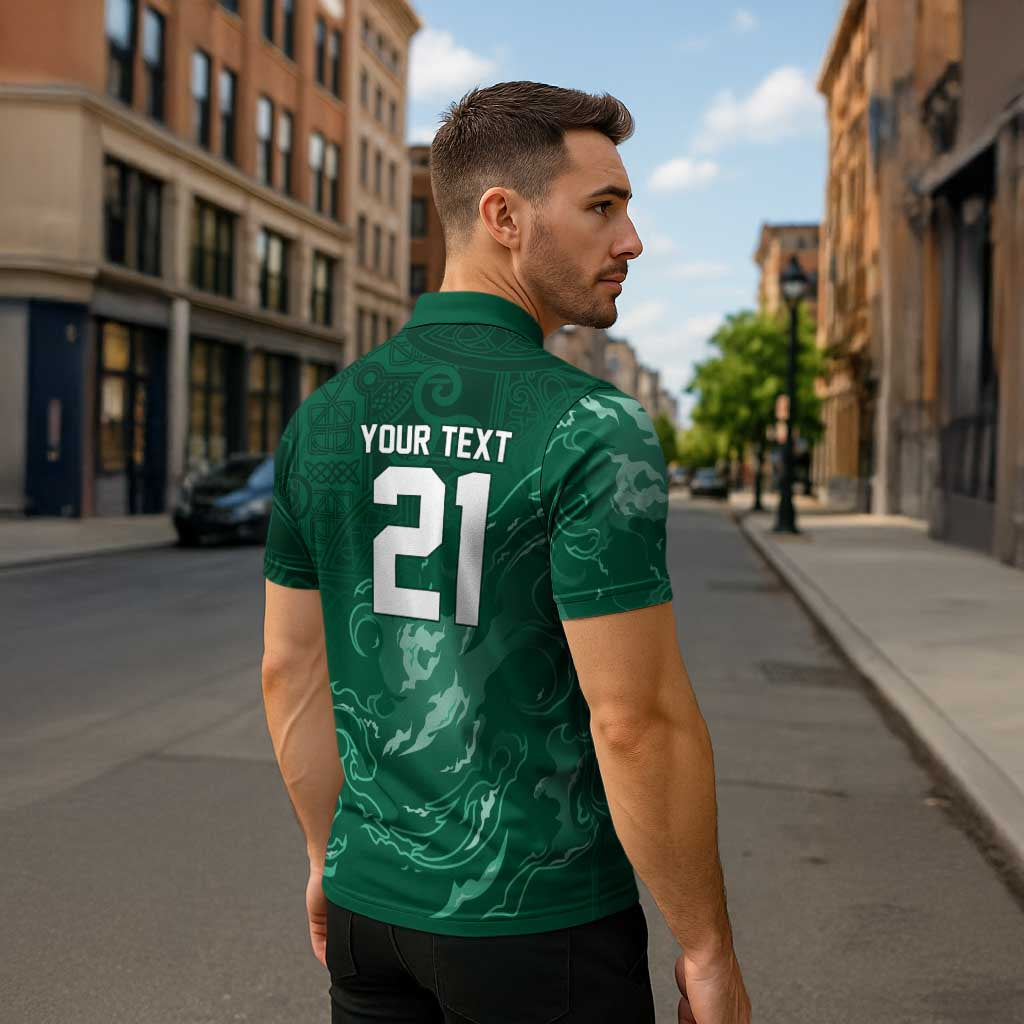 Custom Ireland Rugby Pride Zipper Polo Shirt Celtic Shamrock Flame Fire Style
