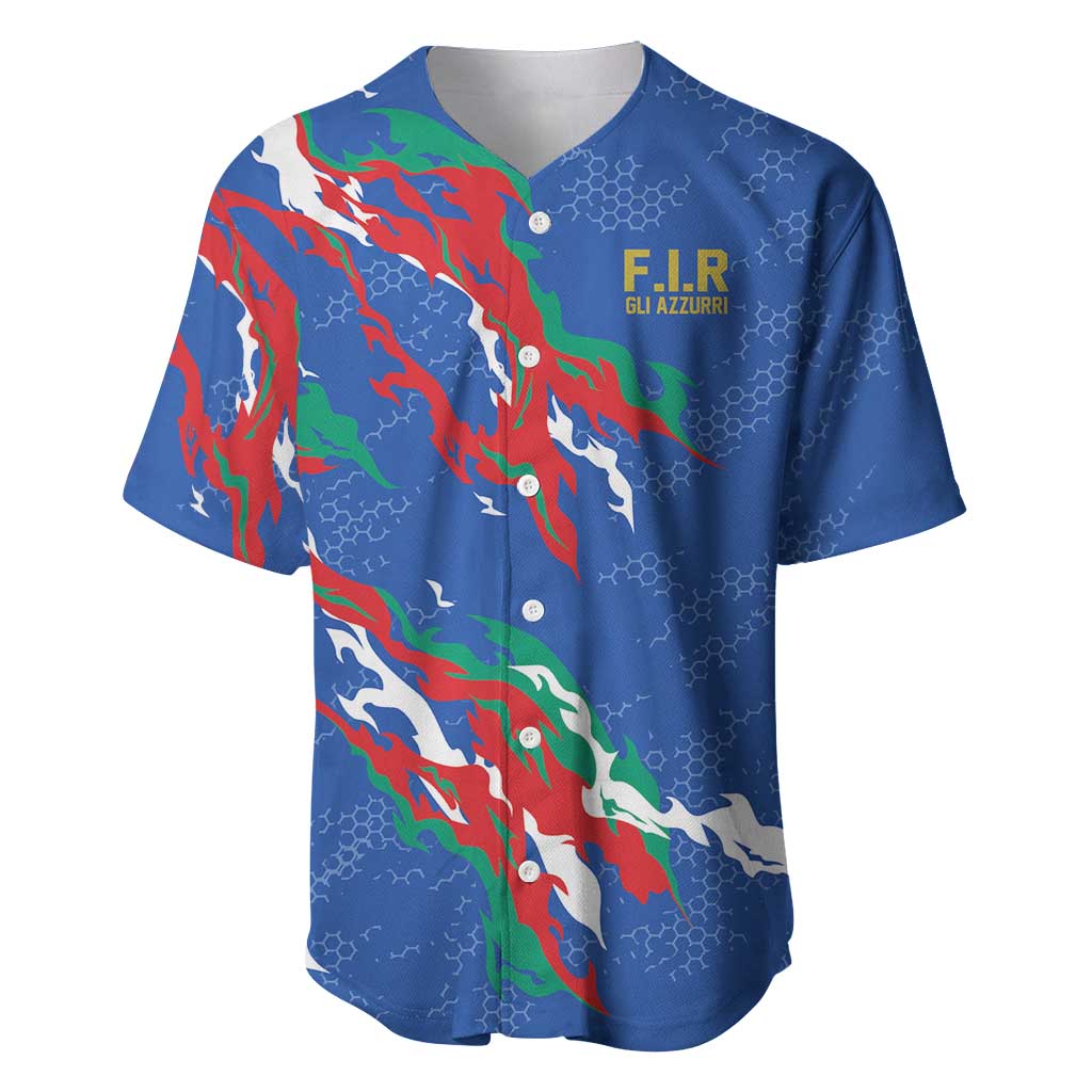 Custom Italy Rugby Pride Baseball Jersey Gli Azzurri Flame Fire Style