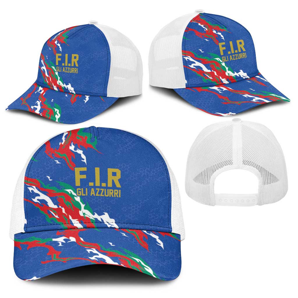 Italy Rugby Pride Baseball Net Cap Gli Azzurri Flame Fire Style
