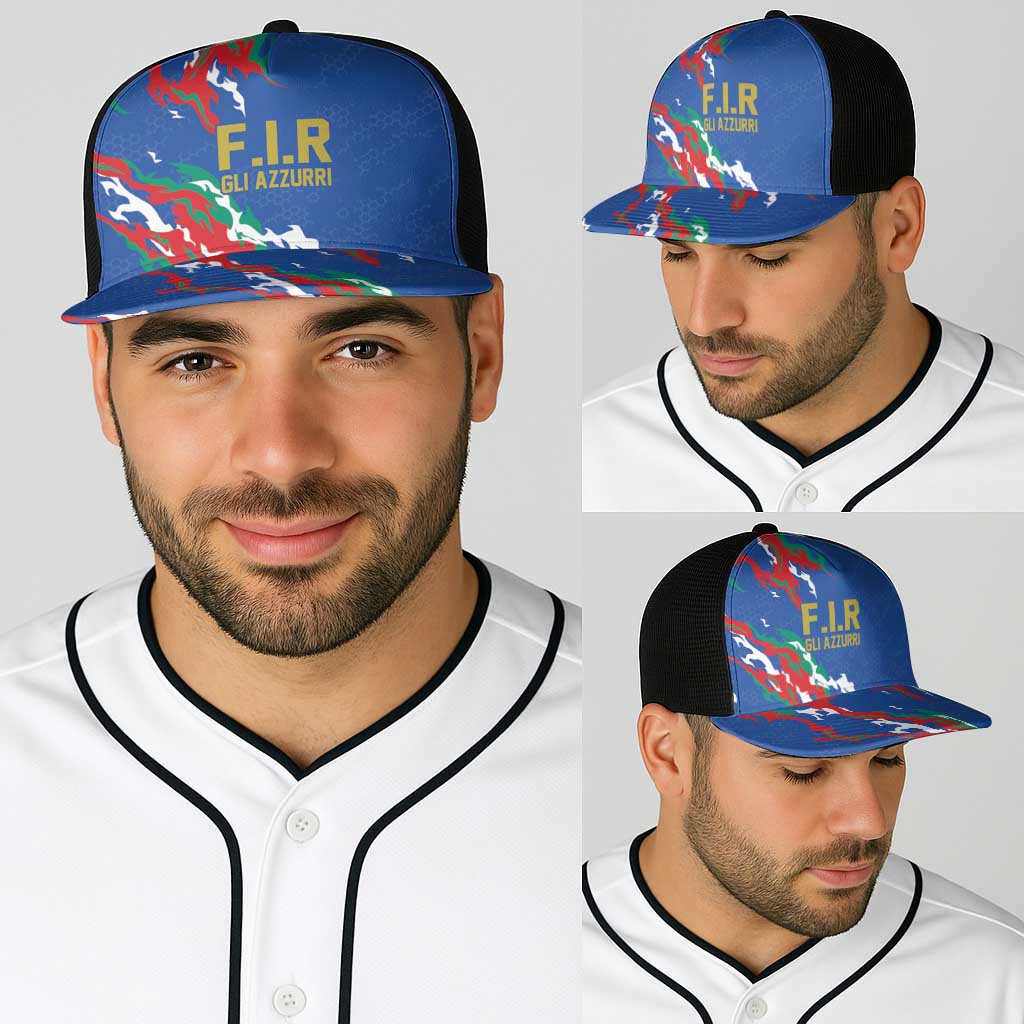 Italy Rugby Pride Baseball Net Cap Gli Azzurri Flame Fire Style