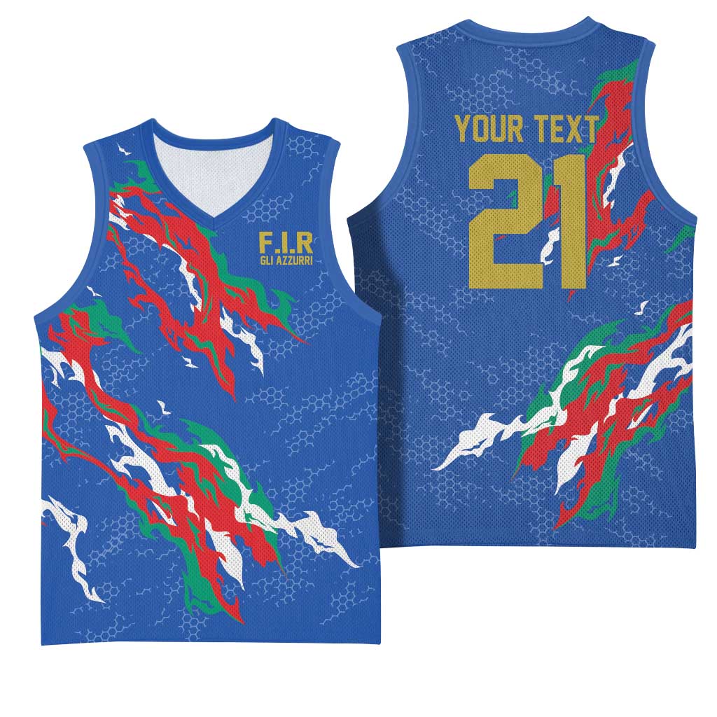 Custom Italy Rugby Pride Basketball Jersey Gli Azzurri Flame Fire Style