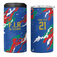 Custom Italy Rugby Pride 4 in 1 Can Cooler Tumbler Gli Azzurri Flame Fire Style