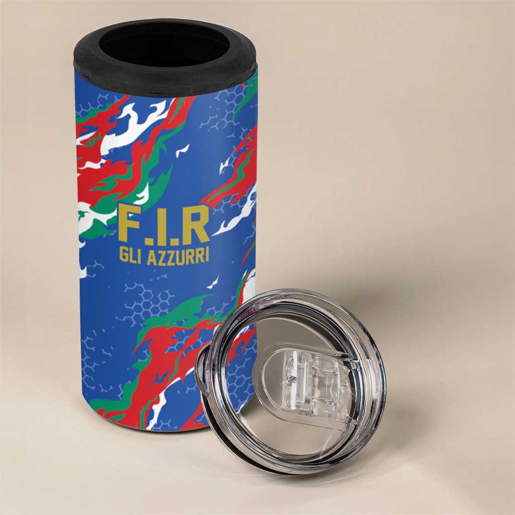 Custom Italy Rugby Pride 4 in 1 Can Cooler Tumbler Gli Azzurri Flame Fire Style
