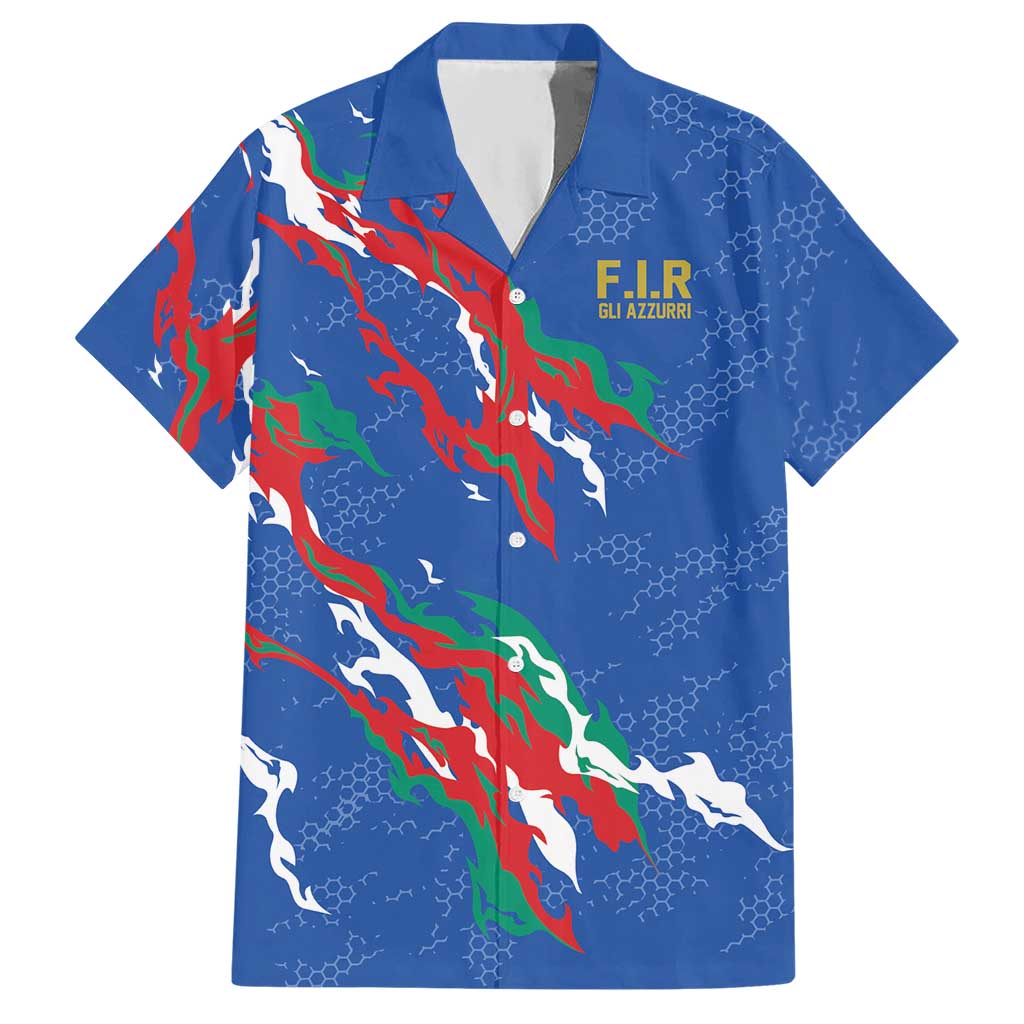 Custom Italy Rugby Pride Hawaiian Shirt Gli Azzurri Flame Fire Style