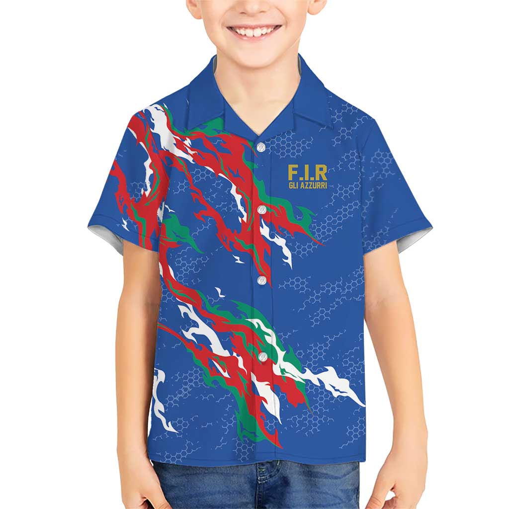Custom Italy Rugby Pride Hawaiian Shirt Gli Azzurri Flame Fire Style