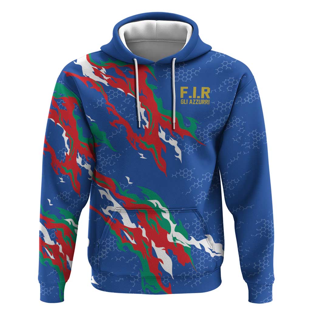 Custom Italy Rugby Pride Hoodie Gli Azzurri Flame Fire Style