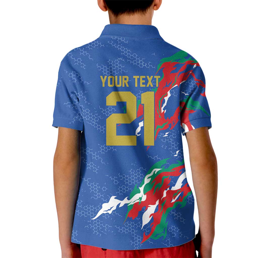 Custom Italy Rugby Pride Kid Polo Shirt Gli Azzurri Flame Fire Style
