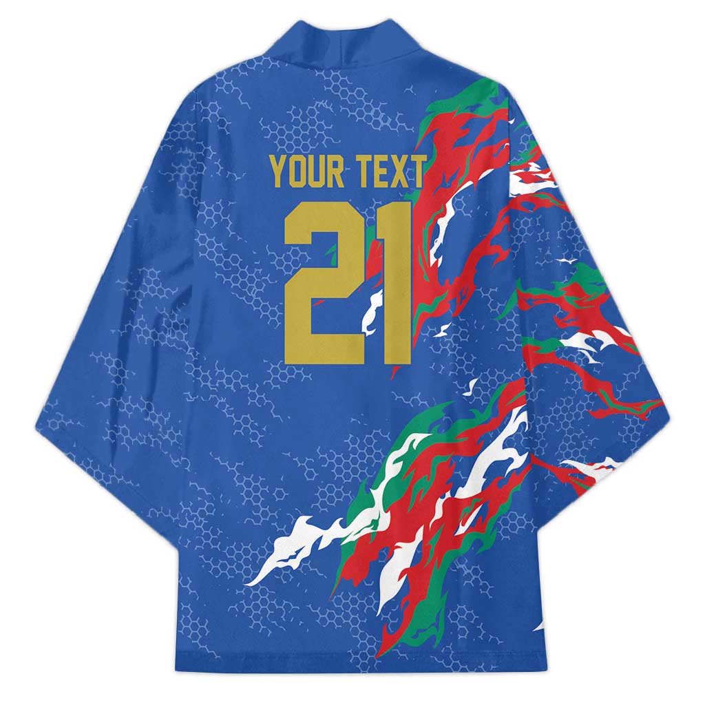 Custom Italy Rugby Pride Kimono Gli Azzurri Flame Fire Style