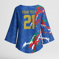 Custom Italy Rugby Pride Kimono Sleeve Blouse Gli Azzurri Flame Fire Style