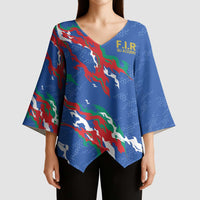 Custom Italy Rugby Pride Kimono Sleeve Blouse Gli Azzurri Flame Fire Style