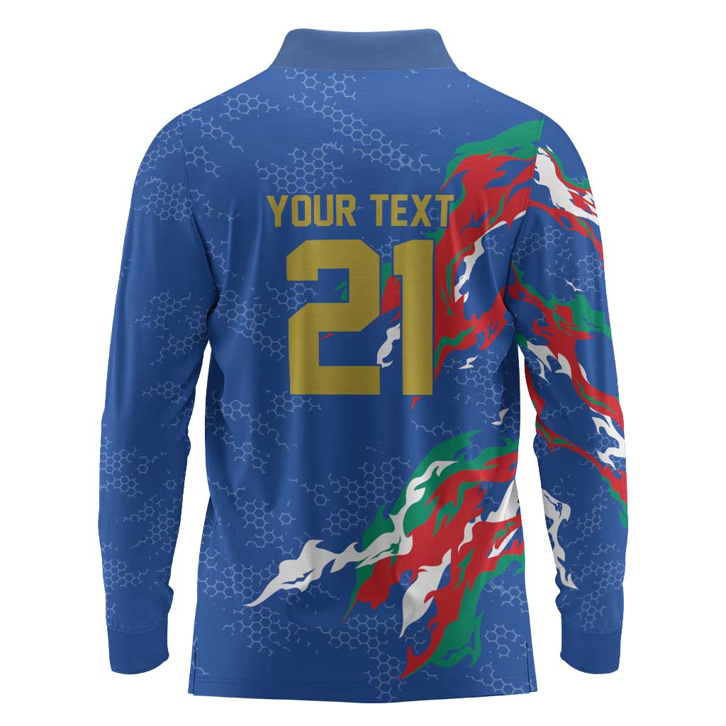 Custom Italy Rugby Pride Long Sleeve Polo Shirt Gli Azzurri Flame Fire Style