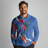 Custom Italy Rugby Pride Long Sleeve Polo Shirt Gli Azzurri Flame Fire Style