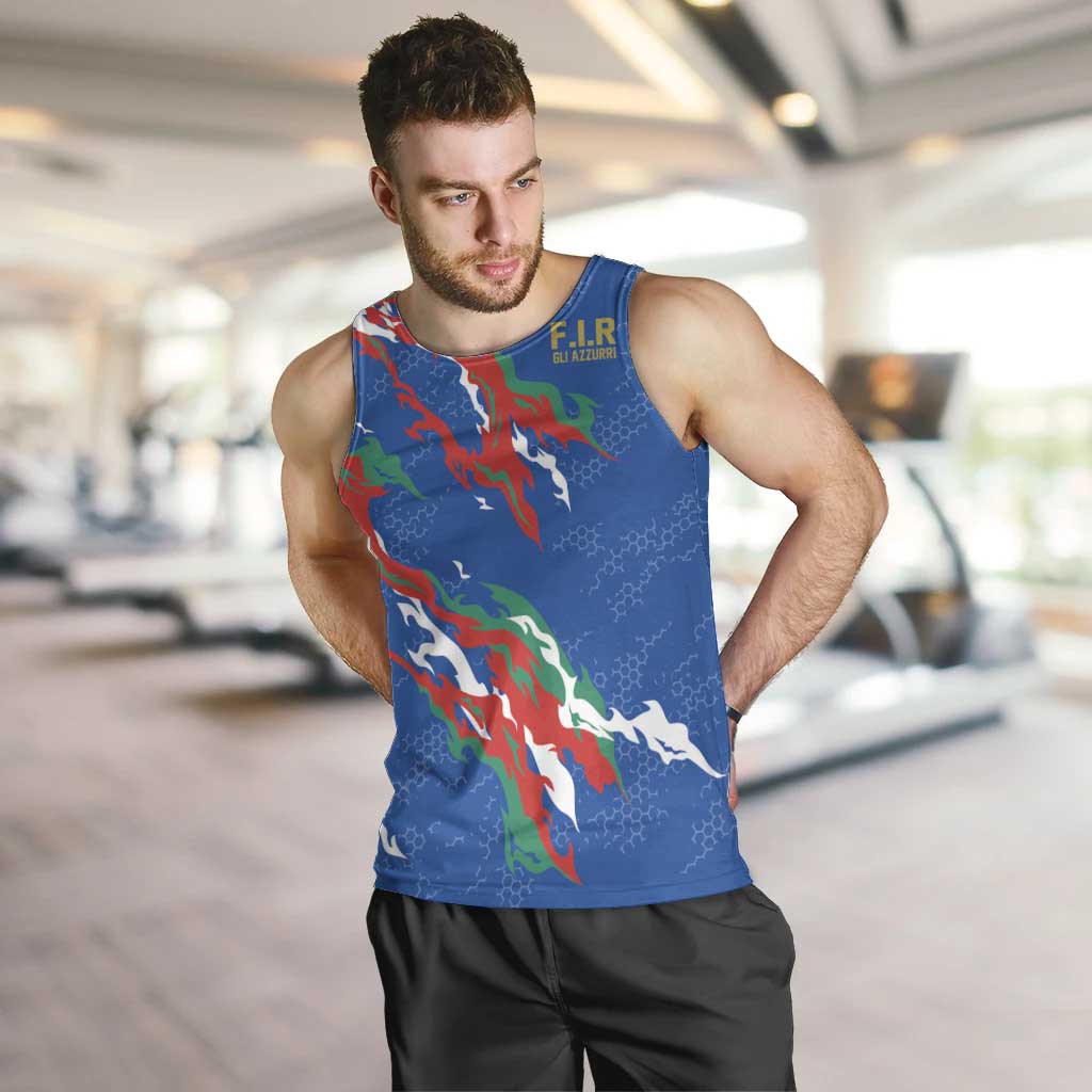 Custom Italy Rugby Pride Men Tank Top Gli Azzurri Flame Fire Style