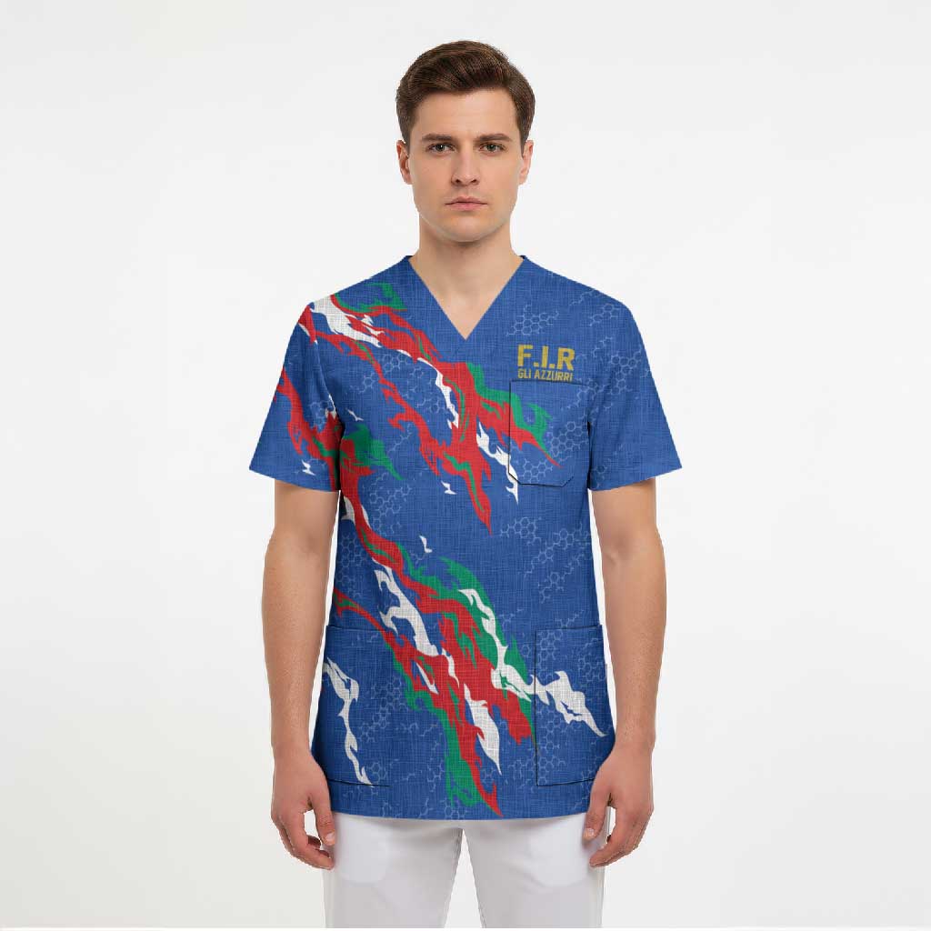 Custom Italy Rugby Pride Scrub Top Gli Azzurri Flame Fire Style