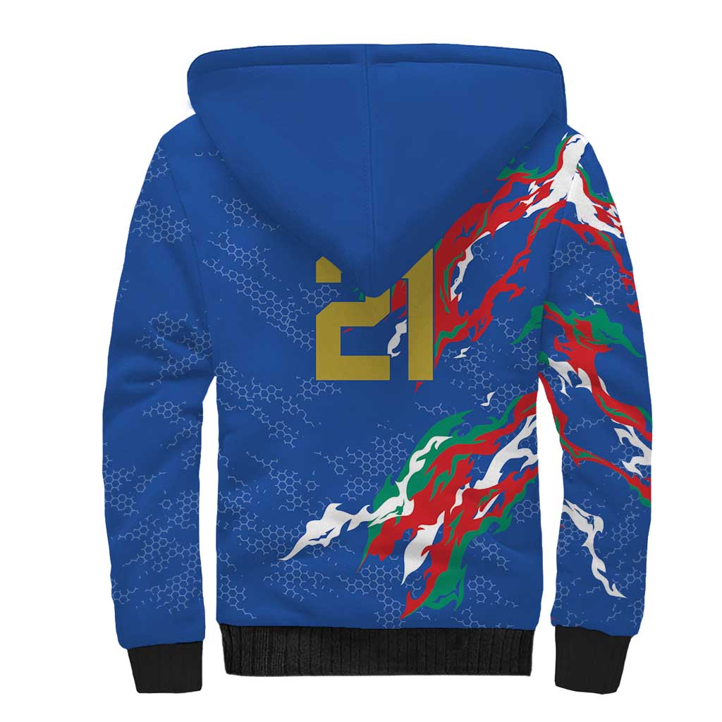 Custom Italy Rugby Pride Sherpa Hoodie Gli Azzurri Flame Fire Style