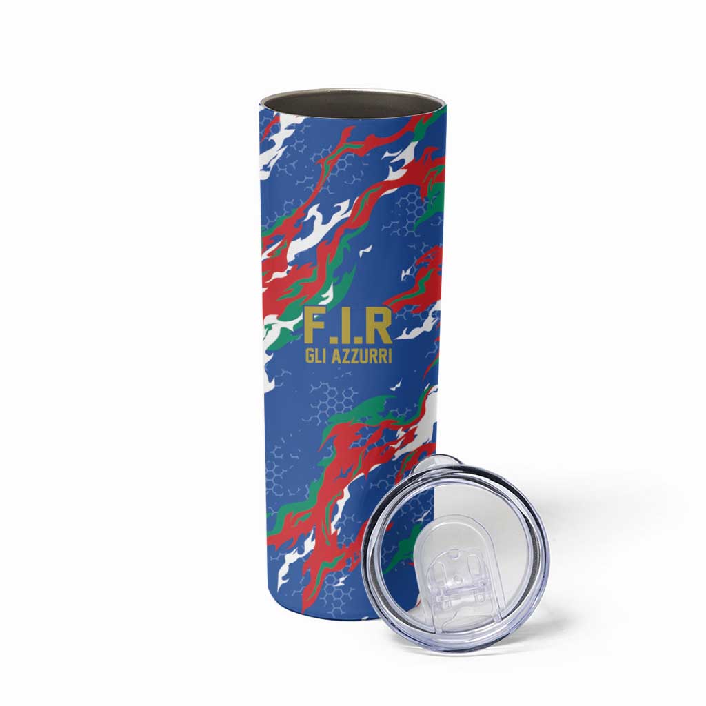 Custom Italy Rugby Pride Skinny Tumbler Gli Azzurri Flame Fire Style