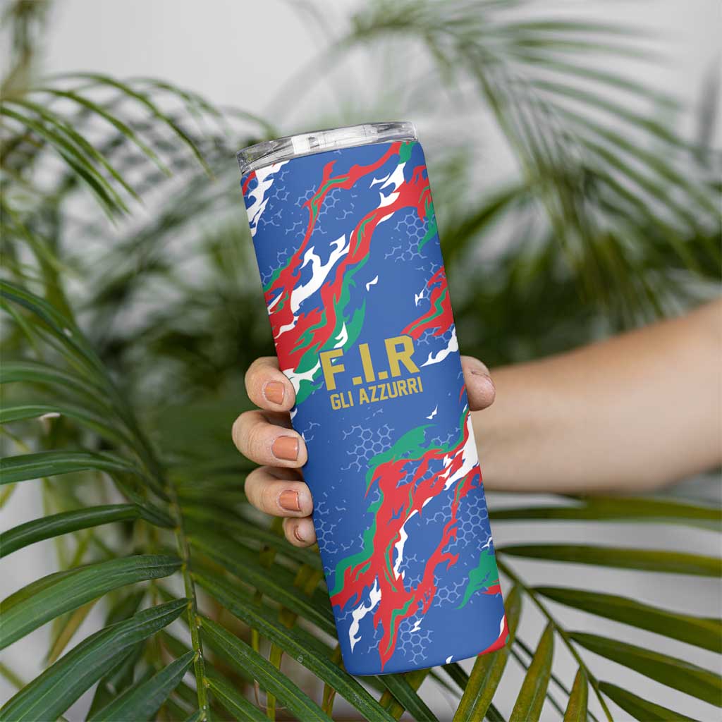 Custom Italy Rugby Pride Skinny Tumbler Gli Azzurri Flame Fire Style