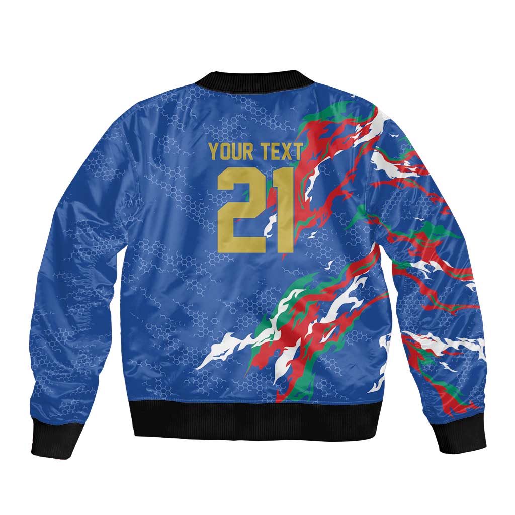 Custom Italy Rugby Pride Sleeve Zip Bomber Jacket Gli Azzurri Flame Fire Style