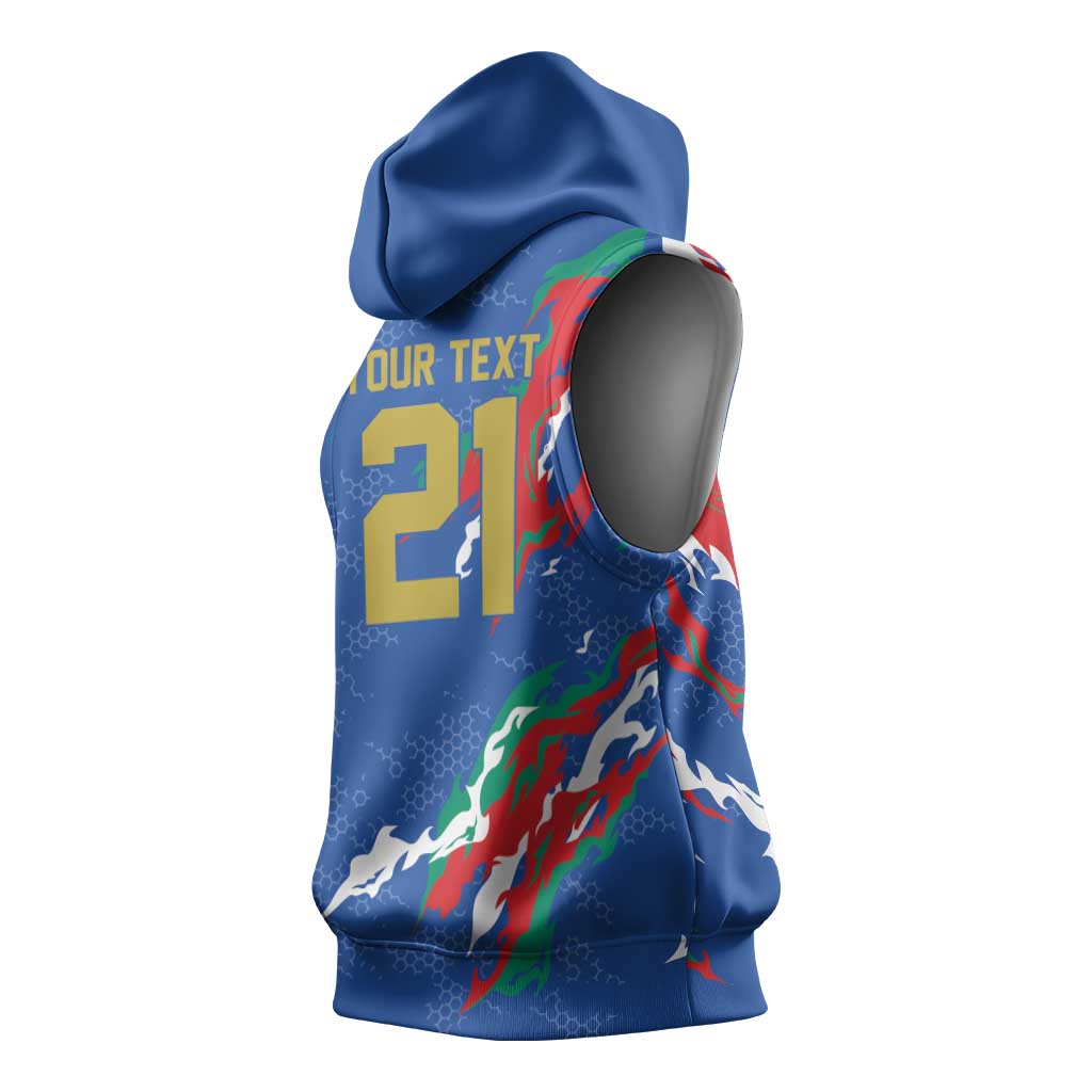 Custom Italy Rugby Pride Sleeveless Hoodie Gli Azzurri Flame Fire Style