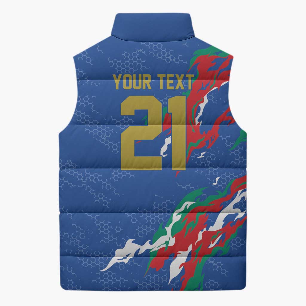 Custom Italy Rugby Pride Sleeveless Puffer Jacket Gli Azzurri Flame Fire Style