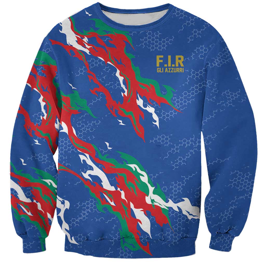 Custom Italy Rugby Pride Sweatshirt Gli Azzurri Flame Fire Style