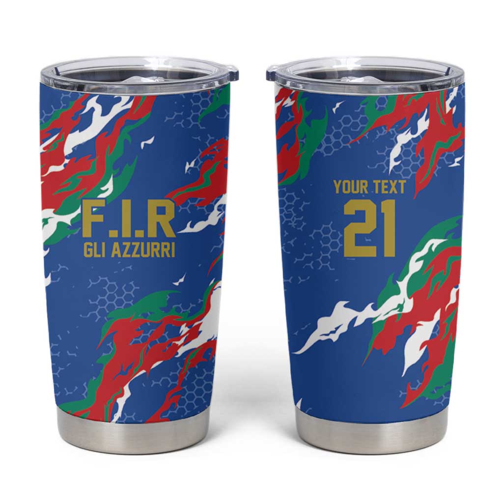 Custom Italy Rugby Pride Tumbler Cup Gli Azzurri Flame Fire Style