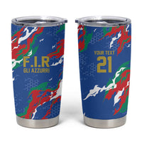 Custom Italy Rugby Pride Tumbler Cup Gli Azzurri Flame Fire Style