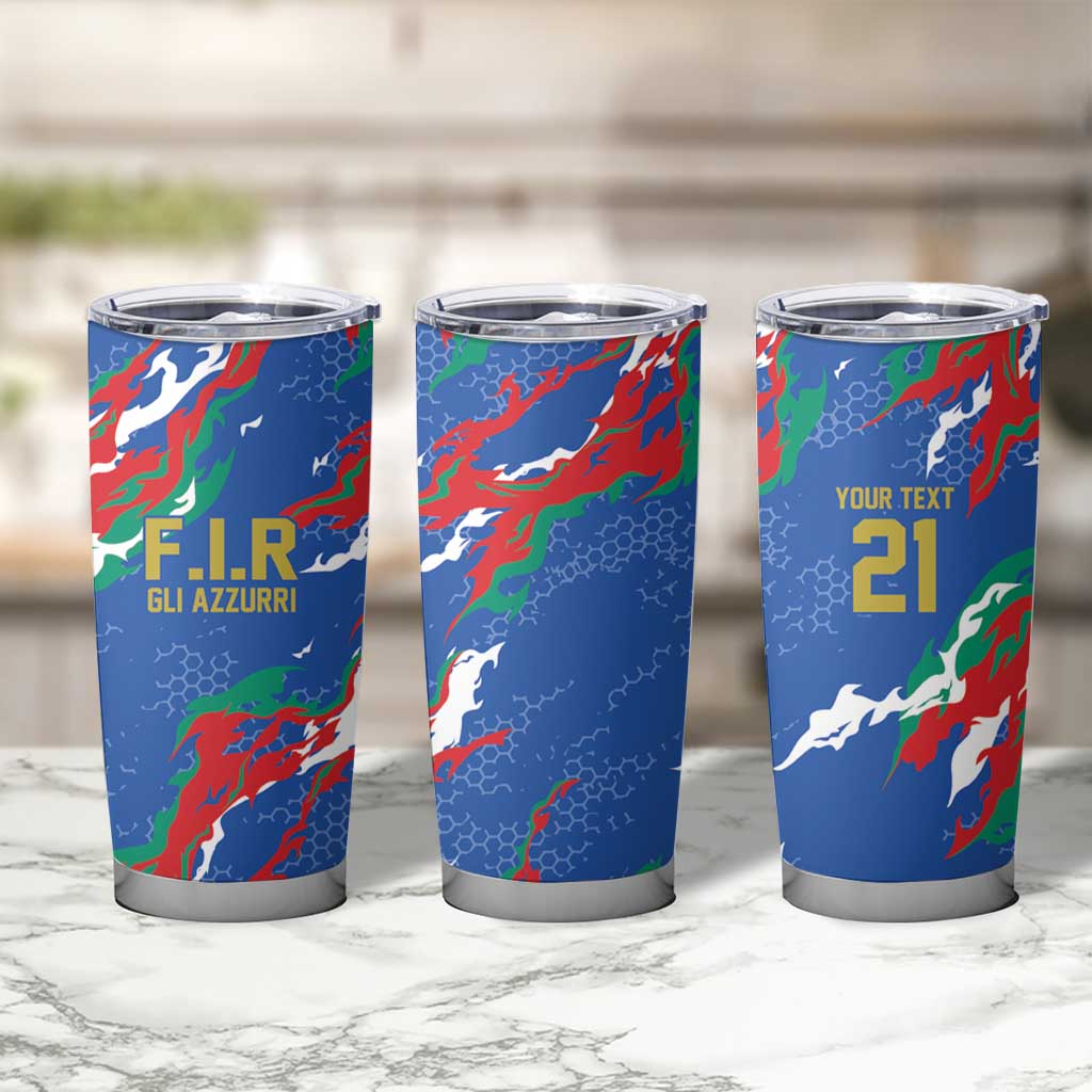 Custom Italy Rugby Pride Tumbler Cup Gli Azzurri Flame Fire Style