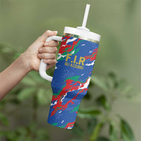 Custom Italy Rugby Pride Tumbler With Handle Gli Azzurri Flame Fire Style