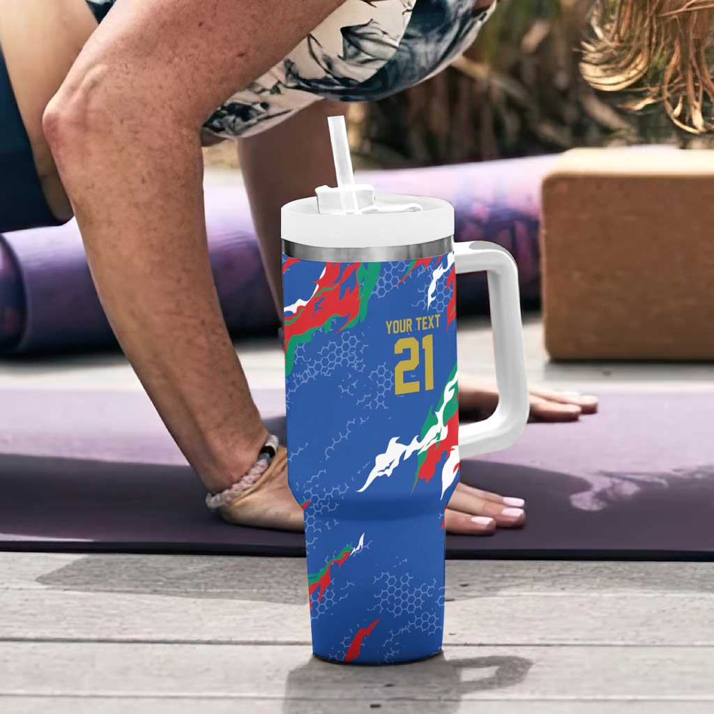 Custom Italy Rugby Pride Tumbler With Handle Gli Azzurri Flame Fire Style