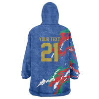 Custom Italy Rugby Pride Wearable Blanket Hoodie Gli Azzurri Flame Fire Style
