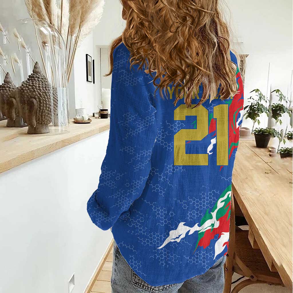 Custom Italy Rugby Pride Women Casual Shirt Gli Azzurri Flame Fire Style