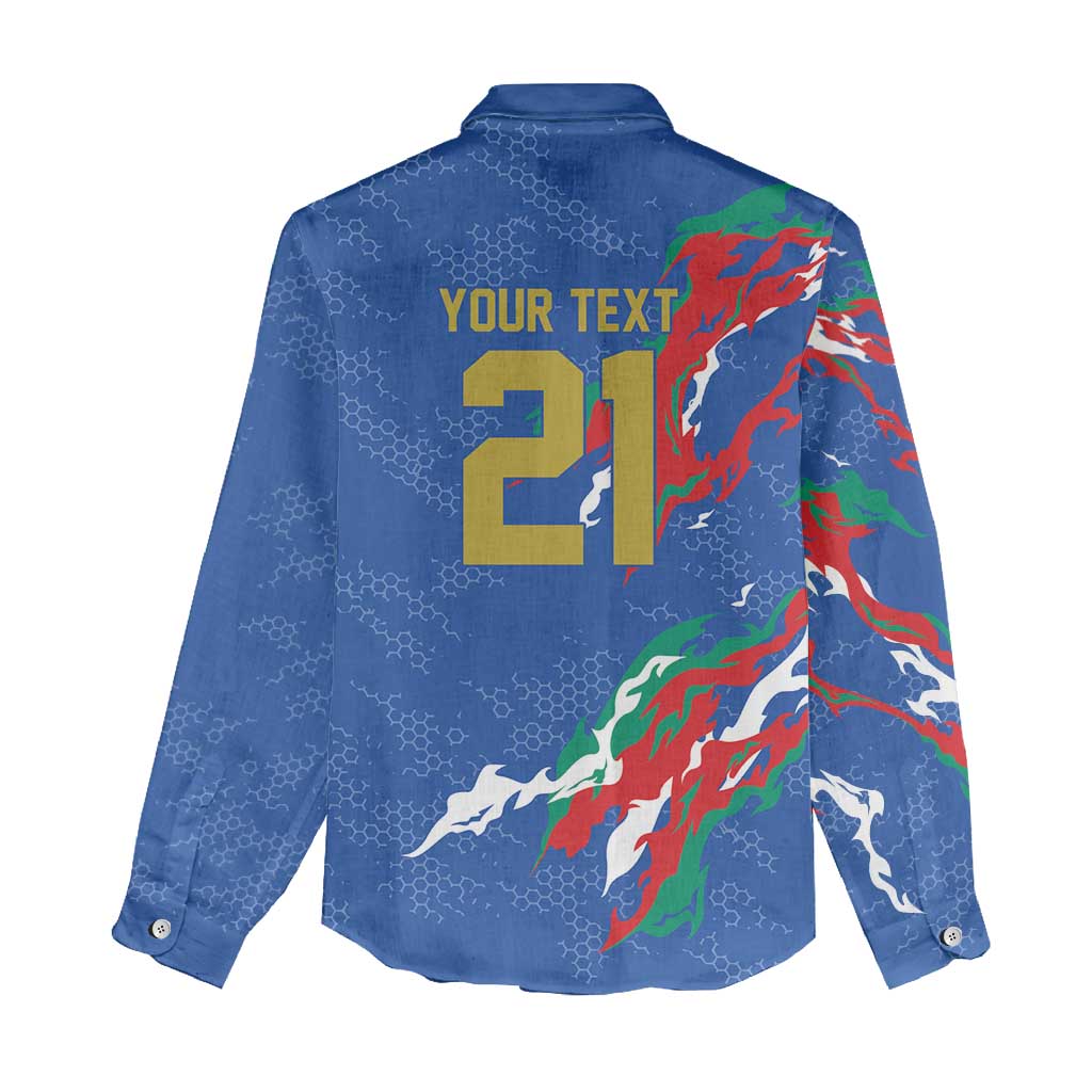 Custom Italy Rugby Pride Women Casual Shirt Gli Azzurri Flame Fire Style