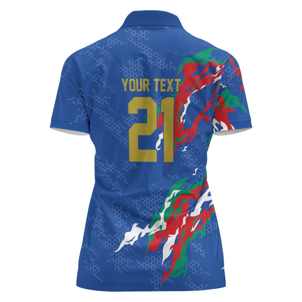 Custom Italy Rugby Pride Women Polo Shirt Gli Azzurri Flame Fire Style