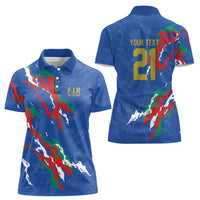 Custom Italy Rugby Pride Women Polo Shirt Gli Azzurri Flame Fire Style