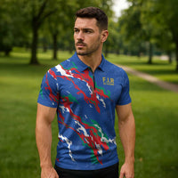 Custom Italy Rugby Pride Zipper Polo Shirt Gli Azzurri Flame Fire Style