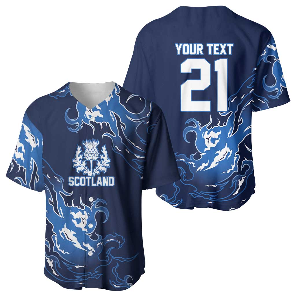 Custom Scotland Rugby Pride Baseball Jersey Thistle Flame Fire Style