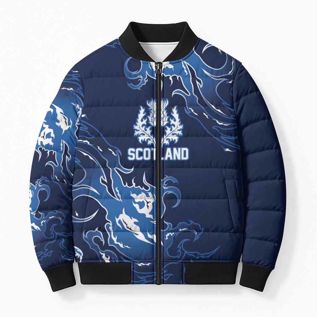 Custom Scotland Rugby Pride Bomber Puffer Jacket Thistle Flame Fire Style